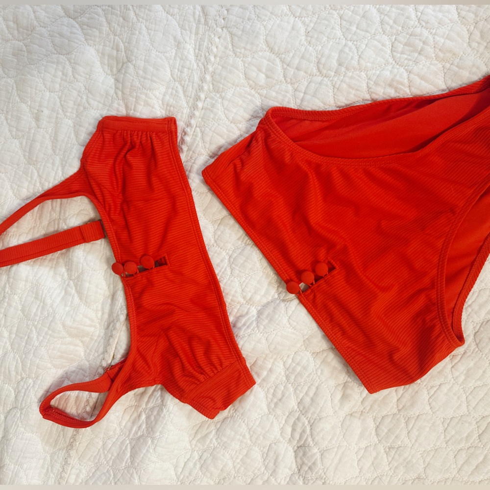Red target bathing suit